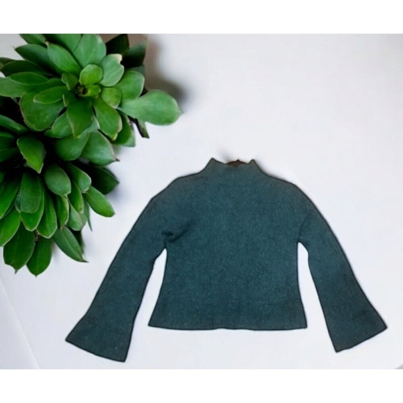 & Other Stories Sweater Mohair /Wool,Dark green Mock Neck, flared sleeve at hem - Picture 1 of 11